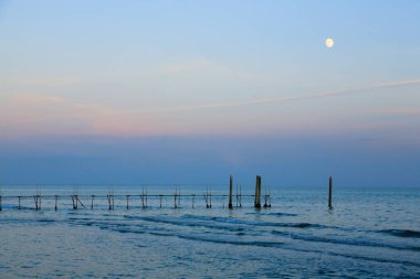 Beach peyzaj moon ile şafak