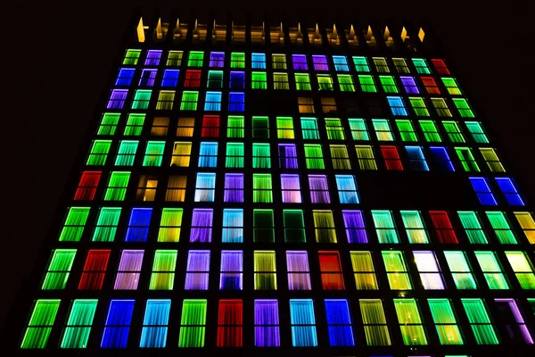 Colored windows texture. Neon light background