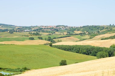 Tuscany hills panorama yaz görünümü, İtalyan peyzaj