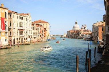 Canal Grande manzaralı, Venedik, İtalya. İtalyan simgesi. Suda gezinme