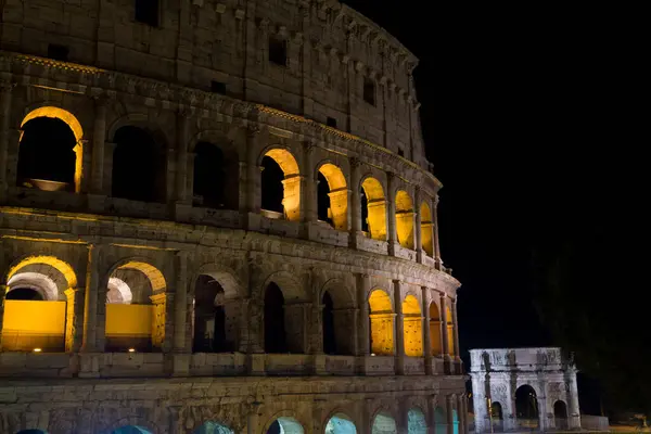 Coliseu Vista Noturna Roma Marco Itália Colosseo Roma — Fotografia de Stock