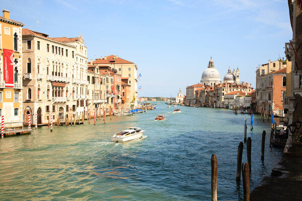 Canal Grande view, Venice, Italy. Italian landmark. Navigation on water