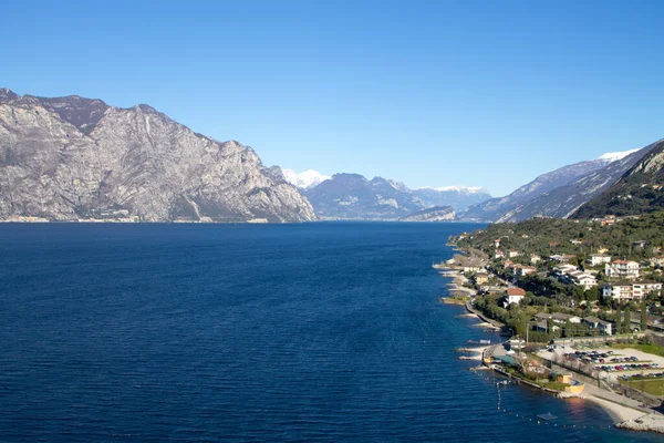 Vista Aérea Ciudad Malcesine Lago Garda Italia Paisaje Italiano — Foto de Stock