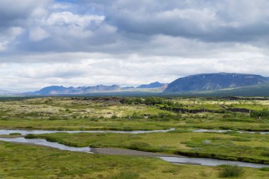 Thingvellir sitesi, İzlanda. Ünlü İzlanda simgesi. İzlanda altın çemberi