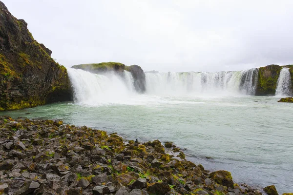 Godafoss Cai Vista Temporada Verão Islândia Paisagem Islandesa — Fotografia de Stock