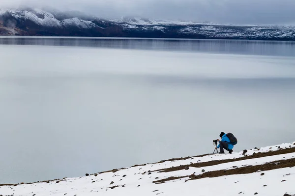 冰岛阿斯卡亚的Oskjuvatn湖 冰岛中央高地地标 火山观点 — 图库照片