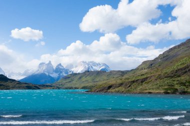 Şili Patagonya manzarası, Torres del Paine Ulusal Parkı, Şili.