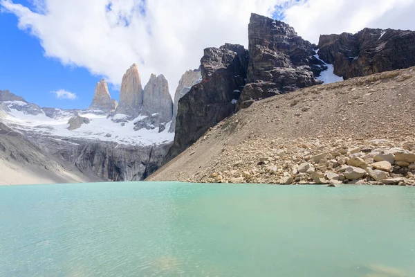 Base Las Torres viewpoint, Torres del Paine, Chile. Chilean Patagonia landscape.