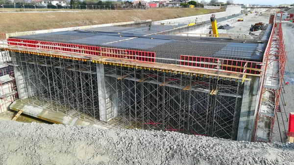 Vista Del Sitio Construcción Autopista Ingeniería Civil Carretera Construcción — Foto de Stock