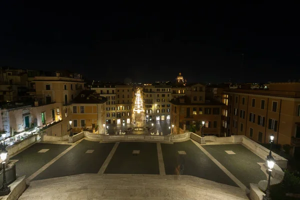 Spanyol Merdivenler Gece Görünümü Roma Dönüm Noktası Talya Roma Talya — Stok fotoğraf