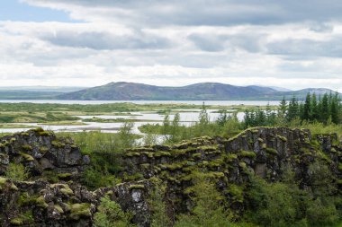 Thingvellir sitesi, İzlanda. Ünlü İzlanda simgesi. İzlanda altın çemberi