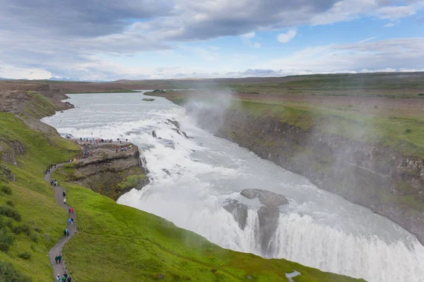 Gullfoss Yaz Sezonunda Zlanda Düşer Zlanda Manzarası — Stok fotoğraf