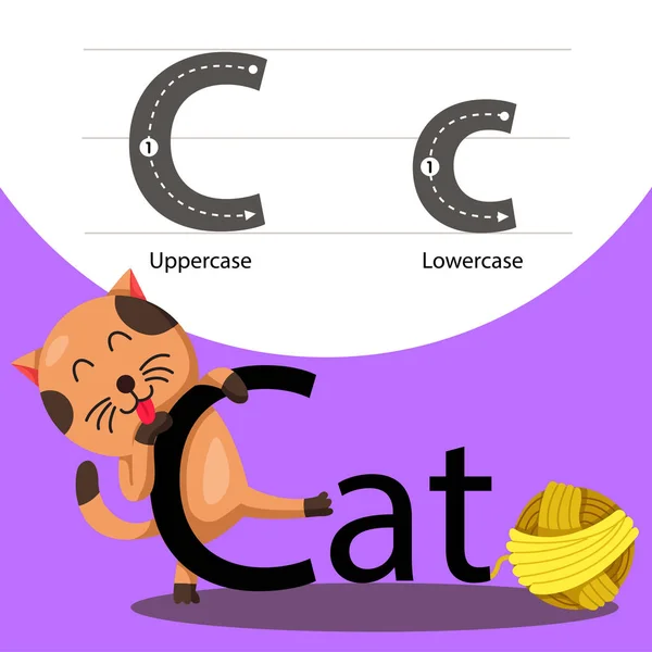 插画家的猫与 c 字体 — 图库矢量图片