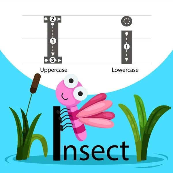 Illustrator dari serangga dengan i font - Stok Vektor