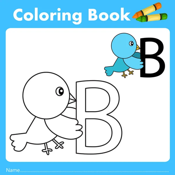 Ilustrador de livro de cores com animal de pássaro — Vetor de Stock