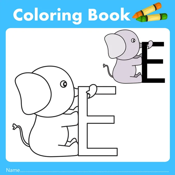 Illustrateur de livre de couleurs avec éléphant animal — Image vectorielle