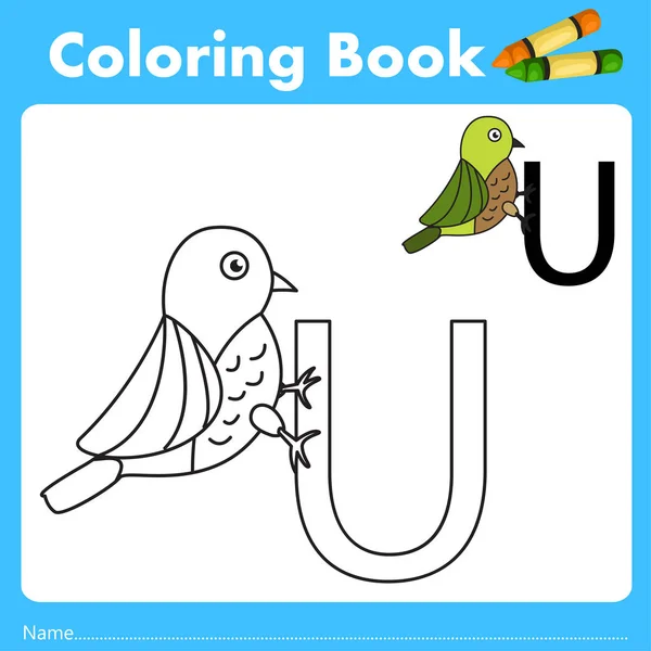 Illustrateur de livre couleur avec uguisu animal — Image vectorielle