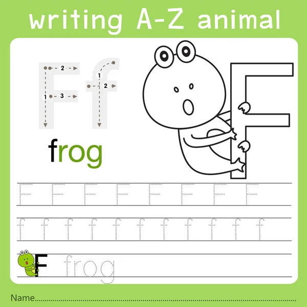 Illustrator of writing a-z animal f — Stock Vector