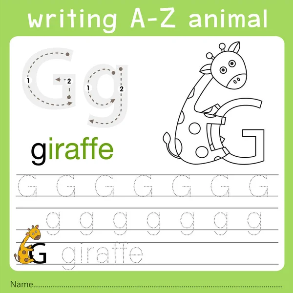 Создатель написания a-z животного g — стоковый вектор
