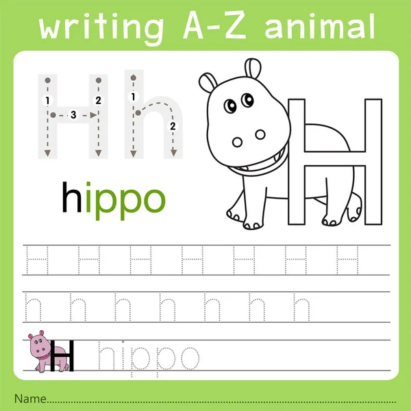 Illustratore di scrittura a-z animale h — Vettoriale Stock