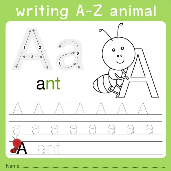 Illustrator för att skriva en-z djur en — Stock vektor