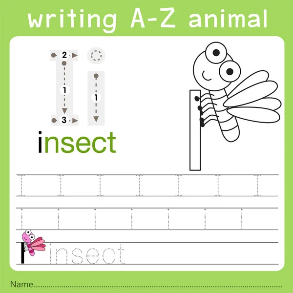 Illustrator of writing a-z animal i — Stock Vector