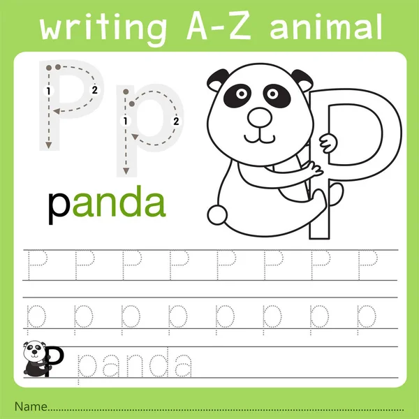 Ilustrador de escrever a-z animal p — Vetor de Stock