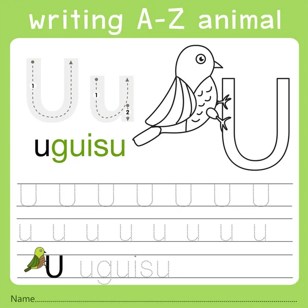 Ilustrador de escribir a-z animal u — Archivo Imágenes Vectoriales