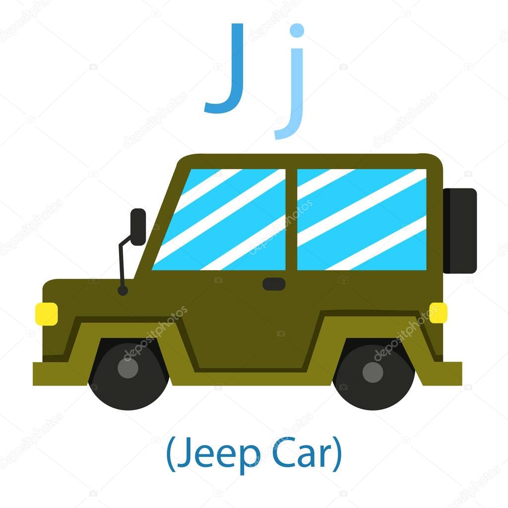 Illustrator of J for Jeep car