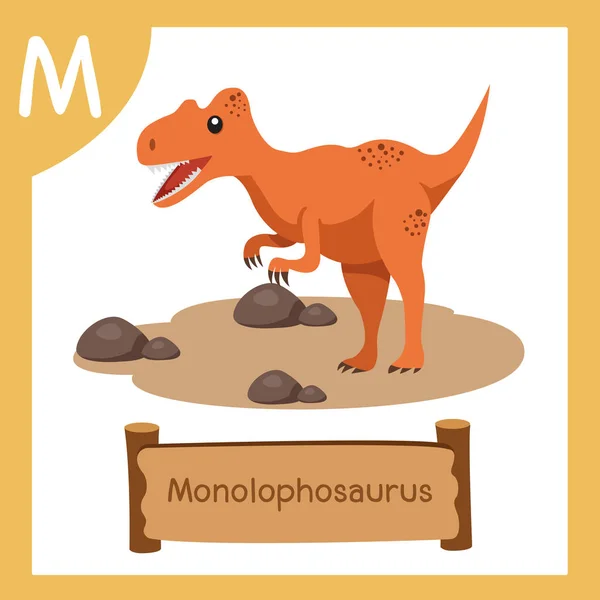 Ilustrador Para Monolofossauro Dinossauro — Vetor de Stock