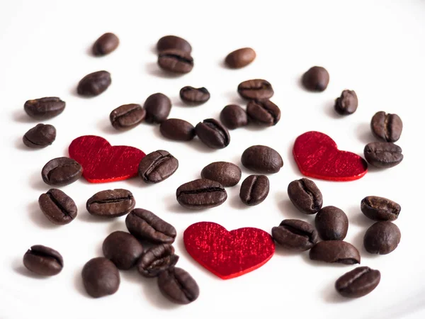 Kahve ve kalpler — Stok fotoğraf