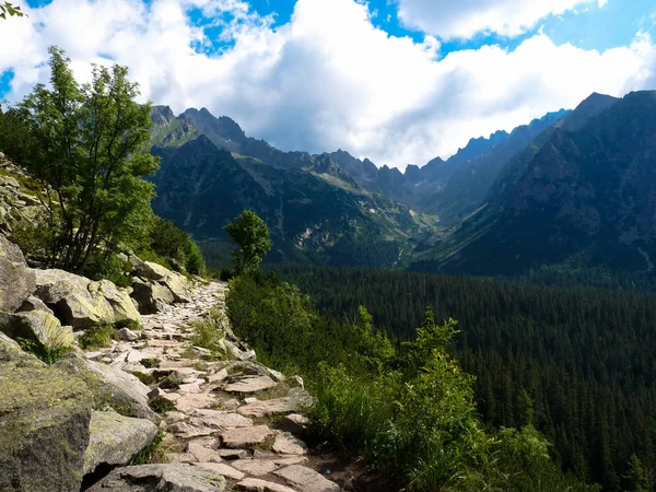 Trilha de montanha nas montanhas High Tatras, Eslováquia — Fotografia de Stock