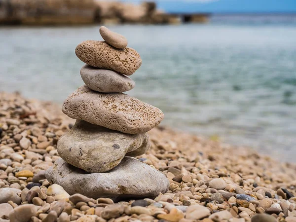 Zen Stones Beach Pile Stones Sea — Stock Photo, Image