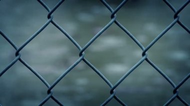 Wire Fence In Rain Closeup