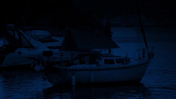Jachty w Bay w nocy. — Wideo stockowe