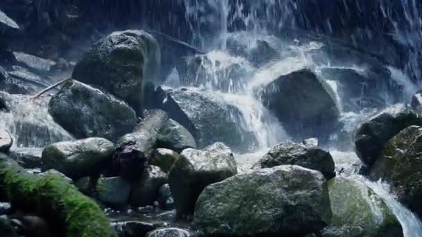 Passando drammatica cascata in natura — Video Stock