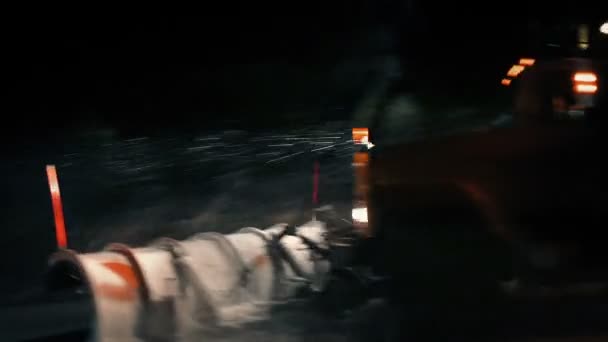 Snowplow Clears Road In Dramatic Snowstorm — Vídeo de Stock