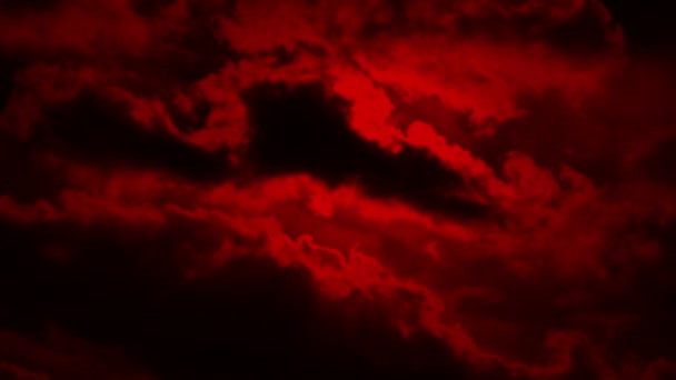 Nuages effrayants sur le ciel rouge — Video