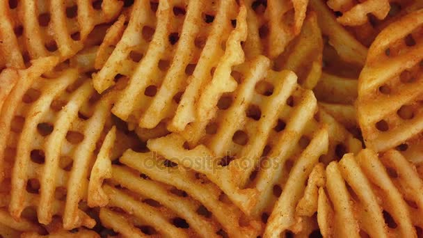Delicioso Waffle Cut Fries — Vídeo de Stock