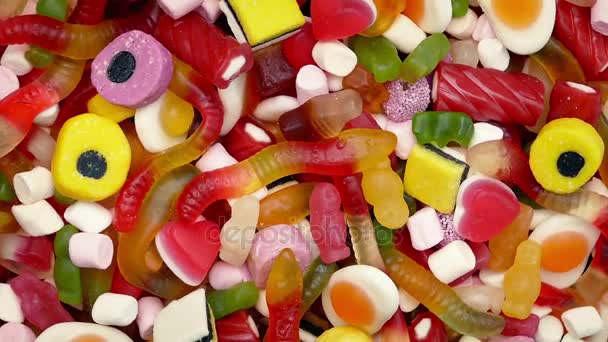 Pile Mixed Candies Rotating — Stock Video