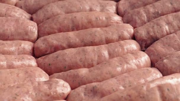 Raw Sausages Rotating — Stock Video