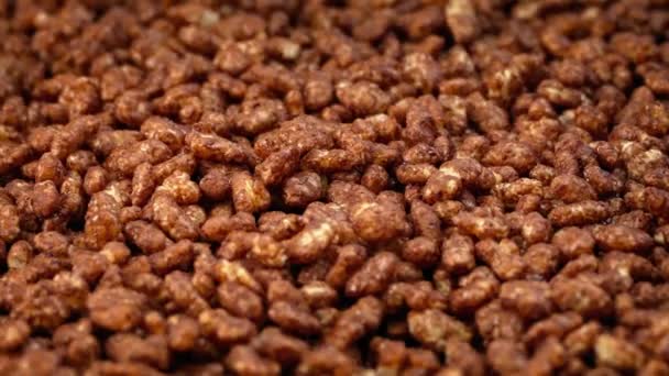 Cereal Arroz Chocolate Cereal Giratorio Primer Plano — Vídeos de Stock