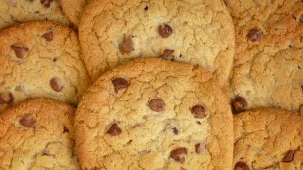 Heerlijke Chocolate Chip Cookies Roteren — Stockvideo