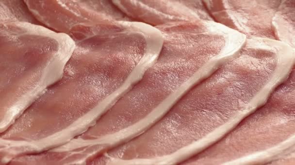Suculento Bacon Rotativa Closeup — Vídeo de Stock