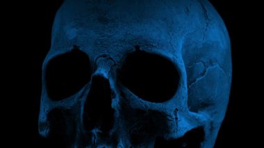 Eski kafatası karanlık Closeup döngüde döndürme