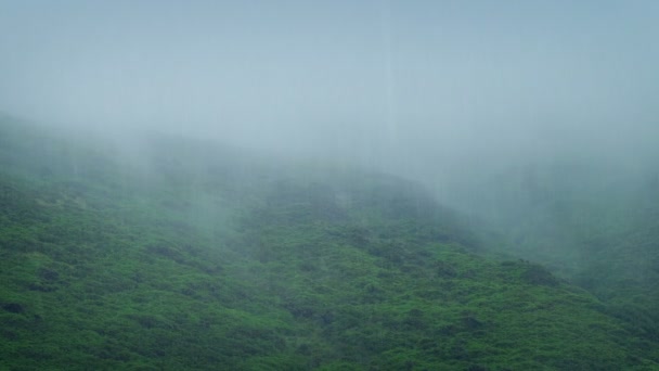 Montaña Bajo Lluvia Niebla — Vídeos de Stock