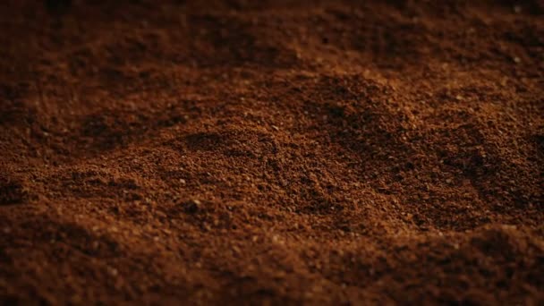 Gemahlener Kaffee Rotierende Nahaufnahme — Stockvideo