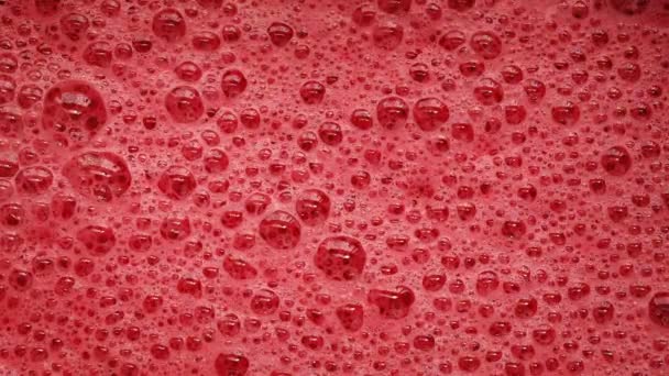 Red Foam Bubbles Popping — Stock Video