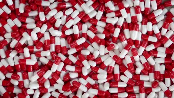 Red White Health Capsules Rotating — Stock Video