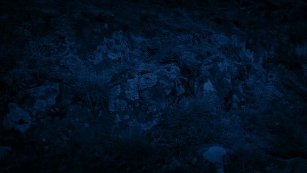 在夜里穿过岩石露头 — 图库视频影像